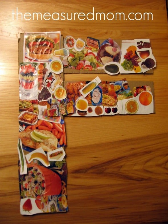 letter F food collage