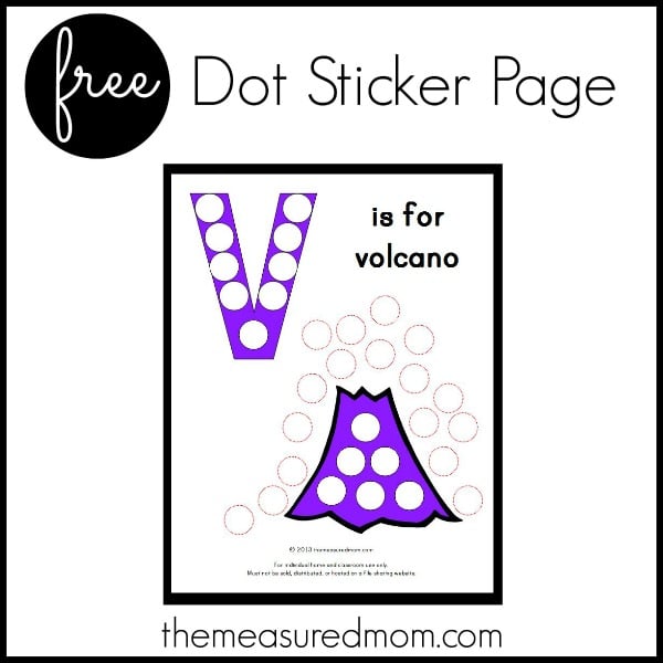Get this free Letter V printable: V is for Volcano!