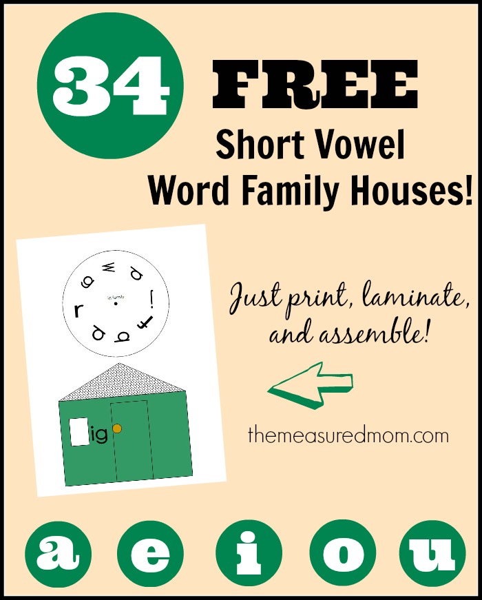 34 free short vowel word family houses - the measured mom