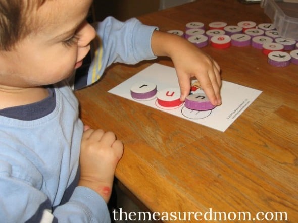 milk cap letters - spelling 5