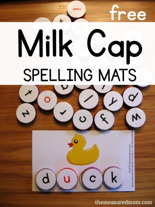 milk cap spelling mats short u
