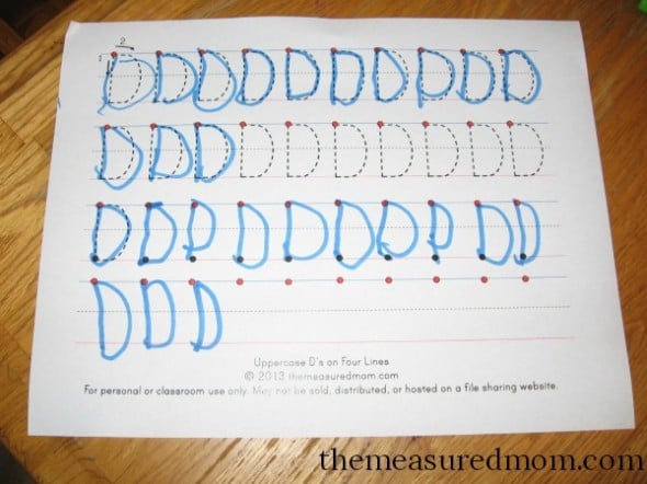 write letter D on four lines