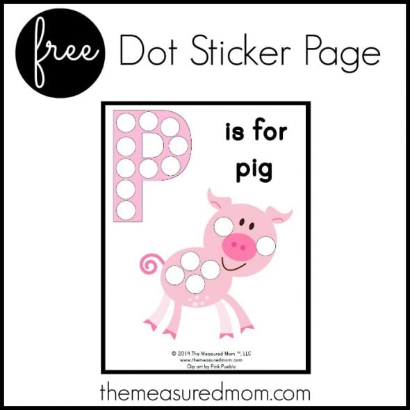 Get a free letter P printable - P is for pig!