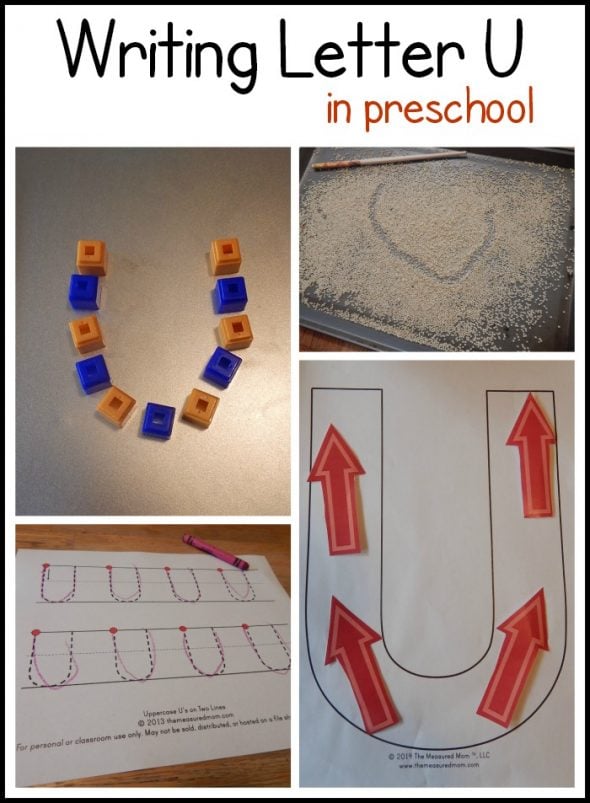 writing letter U in preschool